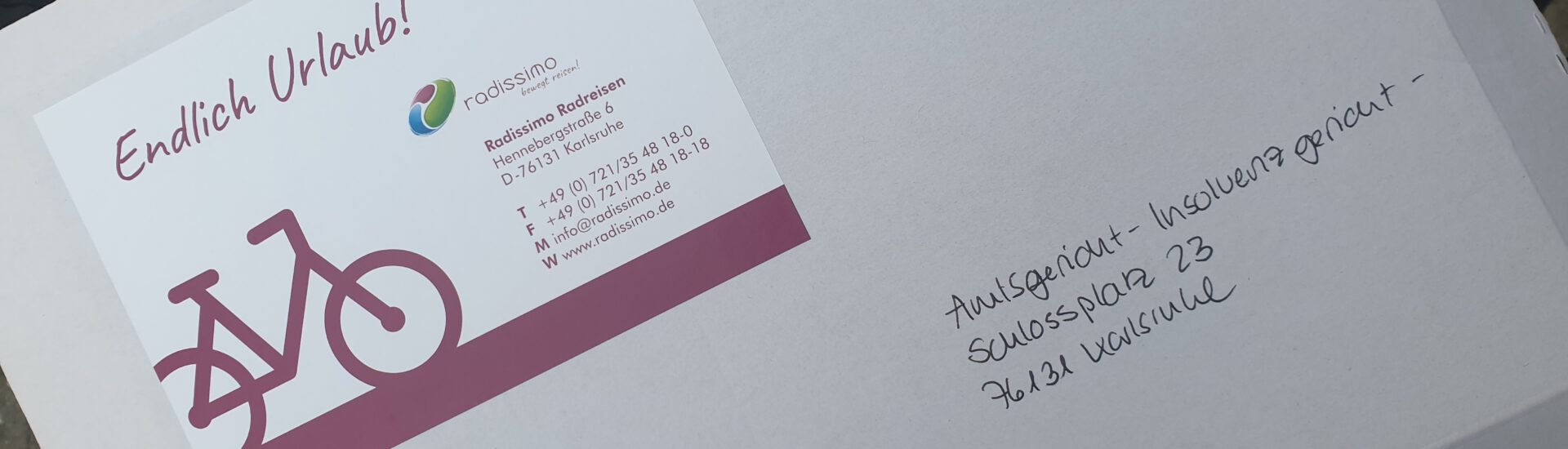 Kuvert Insolvenzantrag Radissimo Radreisen